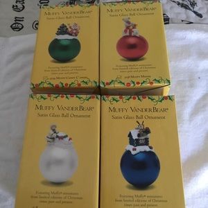 SET OF FOUR MUFFY BEAR CHRISTMAS ORNAMENTS